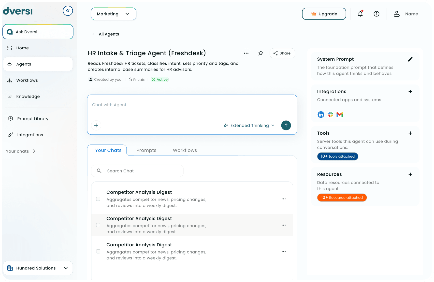 Dversi agents product interface preview